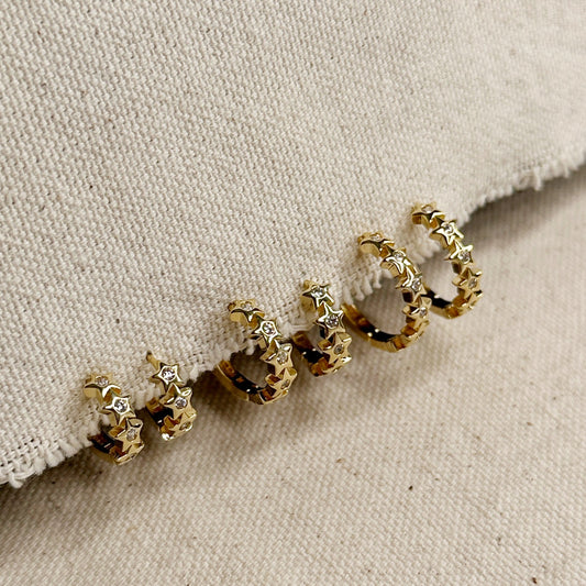 CZ Stars Hoop Earrings for Women - Star Clicker Hoops