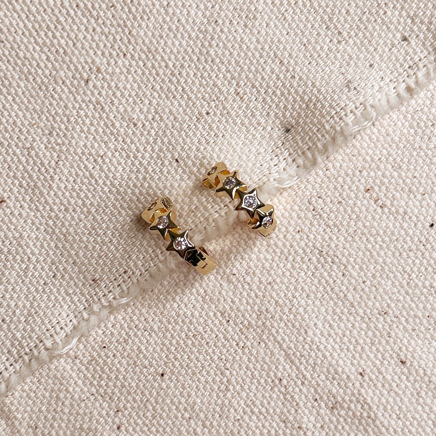 CZ Stars Hoop Earrings for Women - Star Clicker Hoops