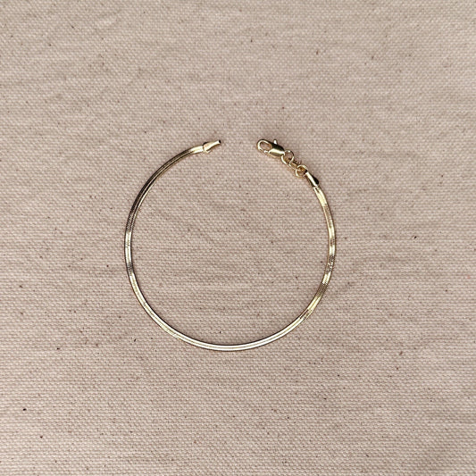 Chunky Herringbone Bracelet | Thick 2mm Chain Bracelet | Vintage Style Gold Bracelet | Luxury Layering Bracelet