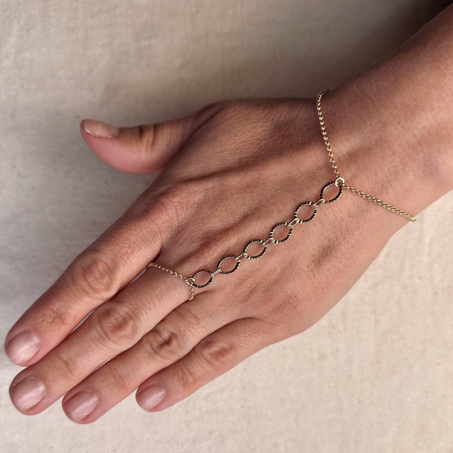 Diamond Cut Hand Chain Bracelet for Women - Adjustable Finger Ring Chain | Statement Body Jewelry