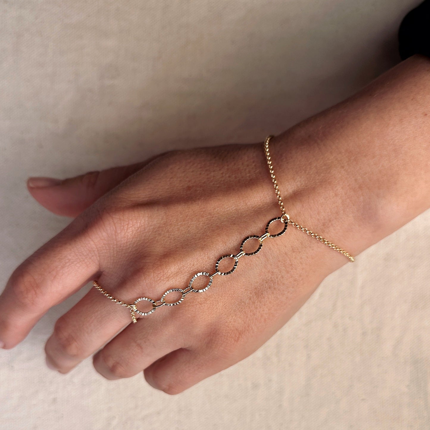 Diamond Cut Hand Chain Bracelet for Women - Adjustable Finger Ring Chain | Statement Body Jewelry