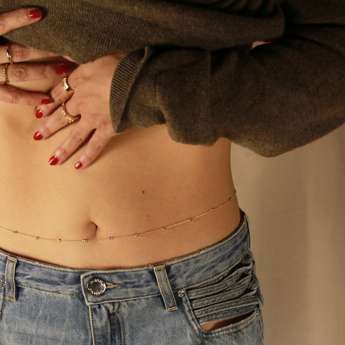CZ Belly Chain - Sparkling Body Chain Jewelry for Women