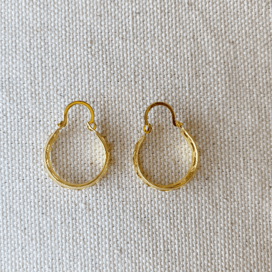 GoldFi Very Light 18k Gold Filled Hallowed Detail Hoop Earrings 12mm, 16mm Gold Hoops Vintage Style Clasp Components Wholesale And Jewelry Supplies