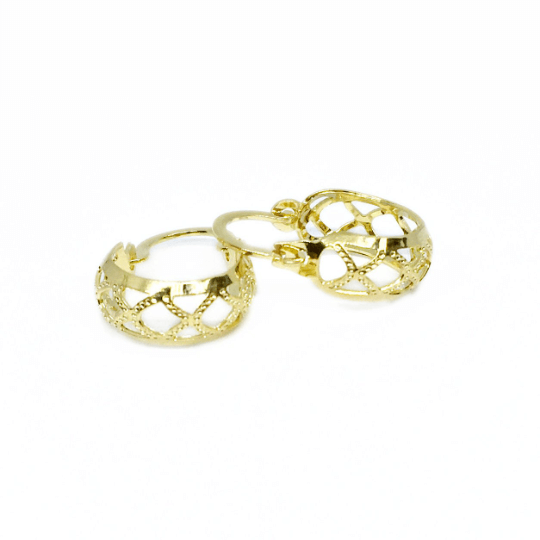 GoldFi Very Light 18k Gold Filled Hallowed Detail Hoop Earrings 12mm, 16mm Gold Hoops Vintage Style Clasp Components Wholesale And Jewelry Supplies