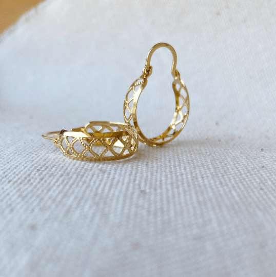 GoldFi Very Light 18k Gold Filled Hallowed Detail Hoop Earrings 12mm, 16mm Gold Hoops Vintage Style Clasp Components Wholesale And Jewelry Supplies