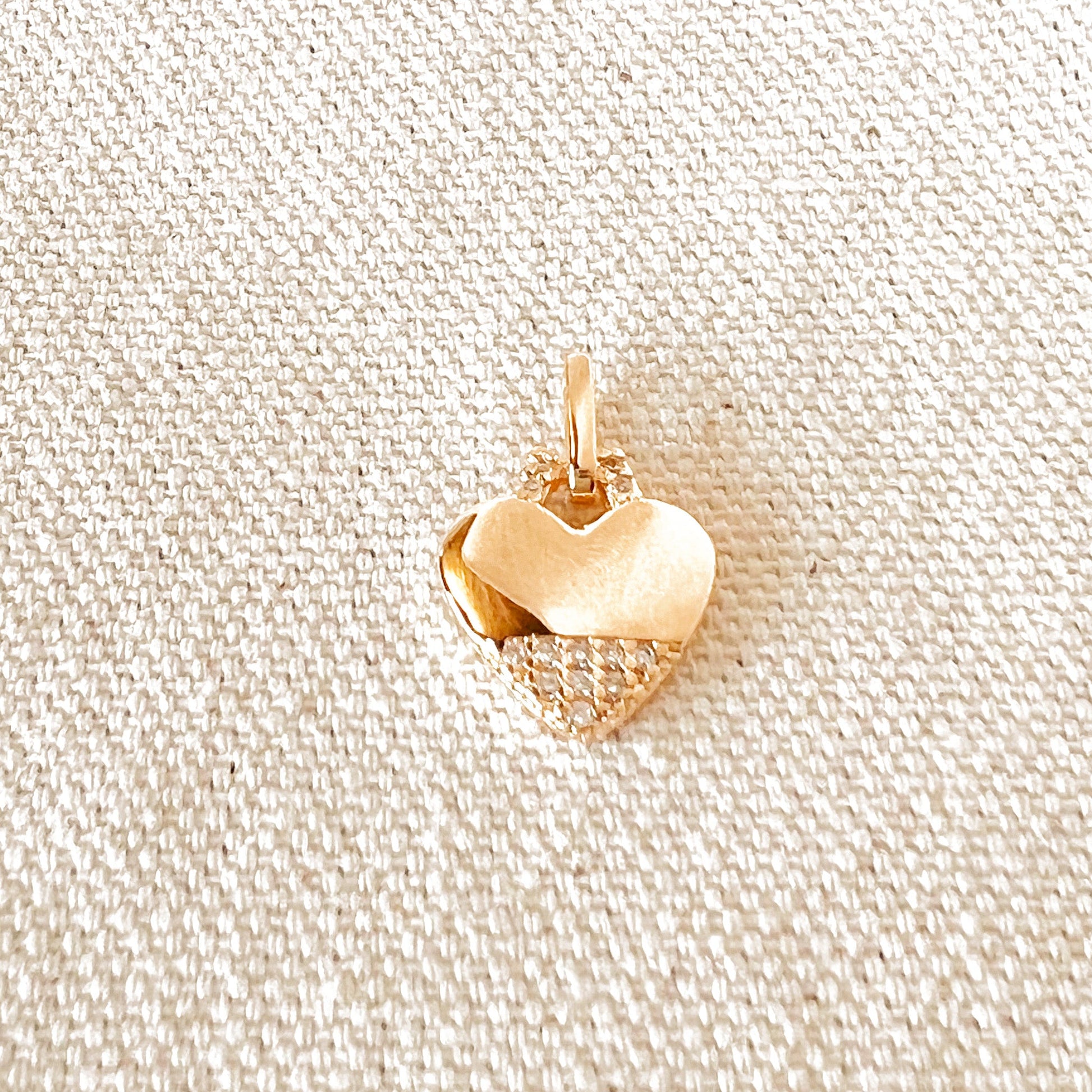 GoldFi 18k Gold Filled Heart Pendant With Cubic Zirconia Stones
