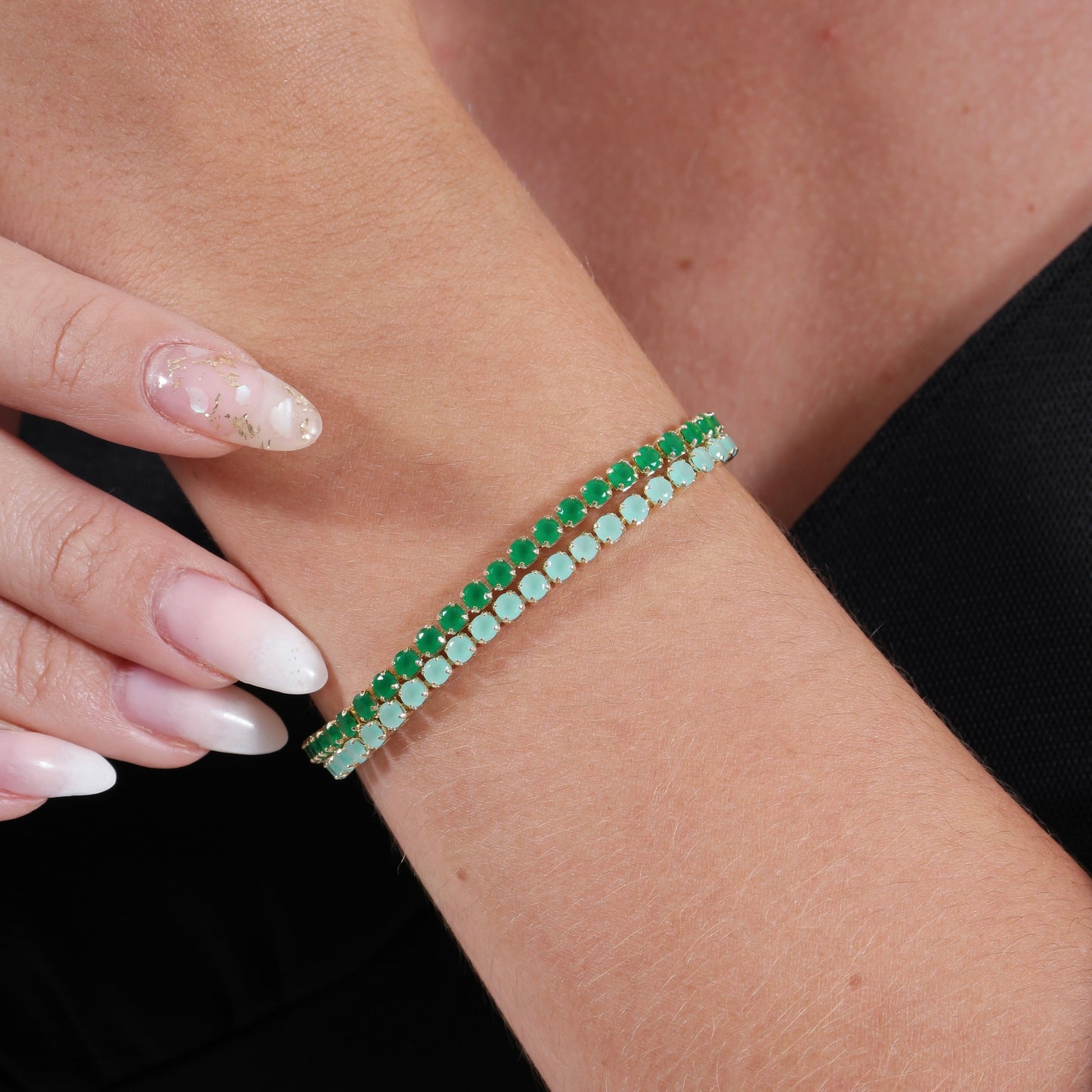 Emerald Green Tennis Bracelet | CZ Bracelet | 3mm Green Stone Bracelet | Colorful Tennis Bracelet