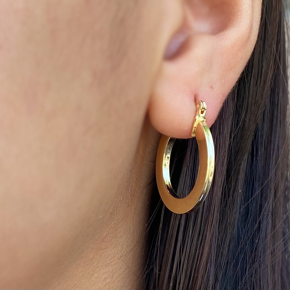 Flat Hoop Earrings - 25mm Modern Sleek Hoops for Women