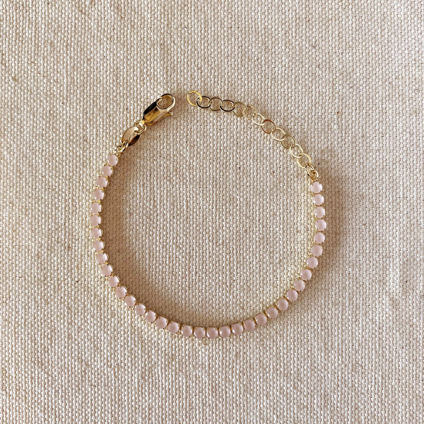 Nude Pink CZ Tennis Bracelet - Adjustable Chain Bracelet