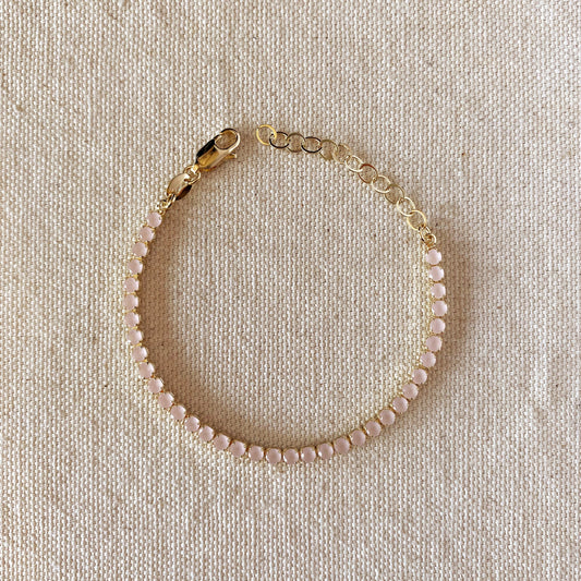 Nude Pink CZ Tennis Bracelet - Adjustable Chain Bracelet