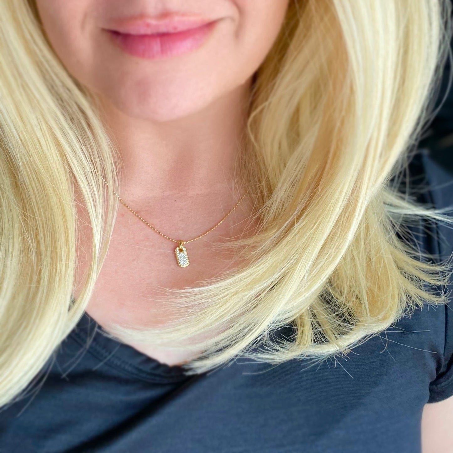 Mini Dog Tag Necklace - Dainty Personalized Pendant for Women