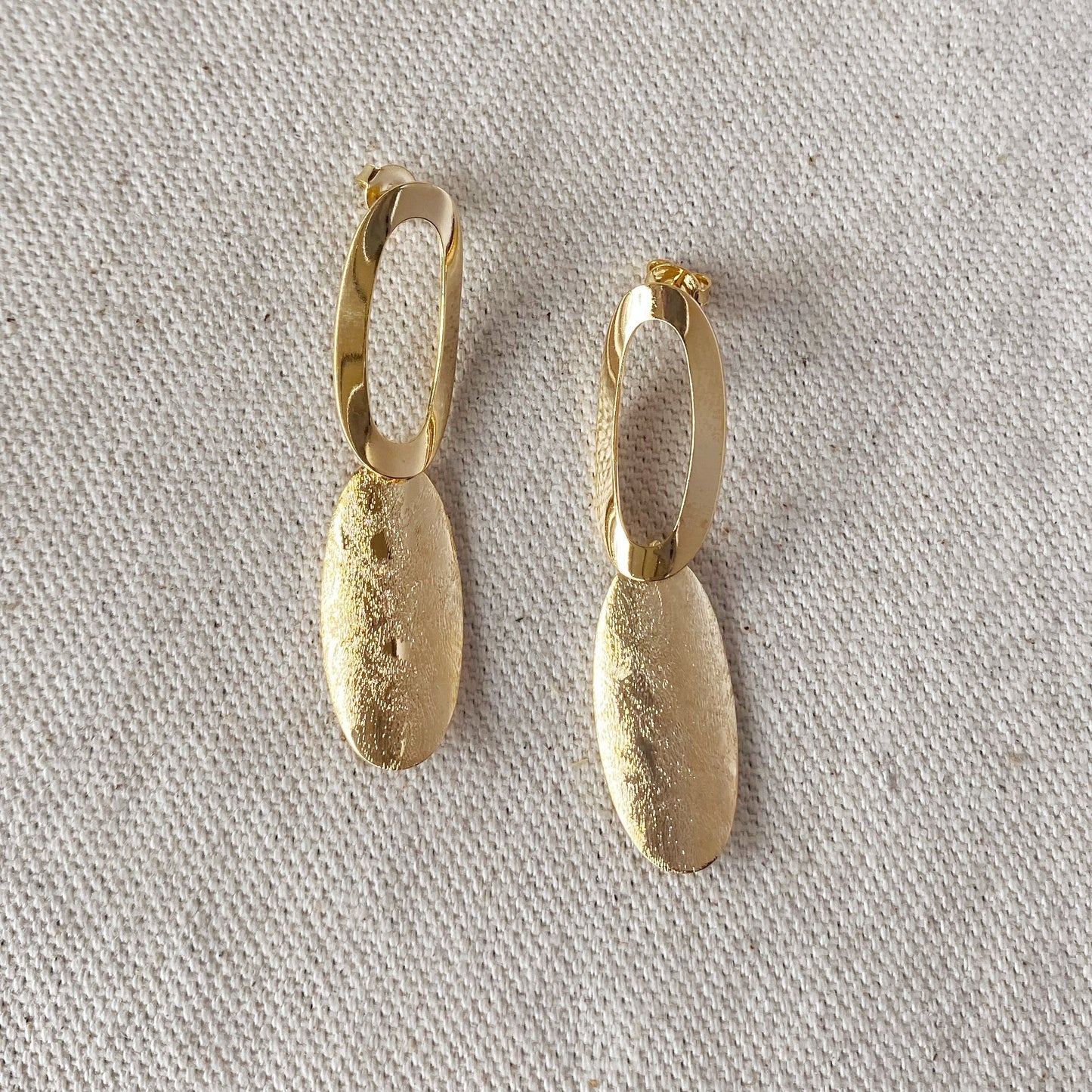 18k Gold Filled Fancy Brushed Elliptical Earrings