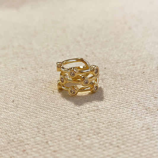 Ear Cuff with Cubic Zirconia - 3 in 1 Bezel Set CZ Ear Cuff