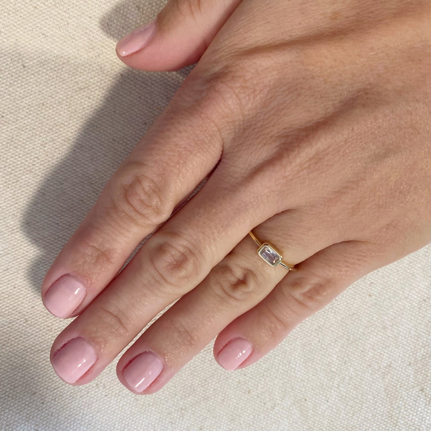 Dainty Rectangle Ring | Minimalist Solitaire CZ Ring | Delicate Stacking Ring | Gift for Her