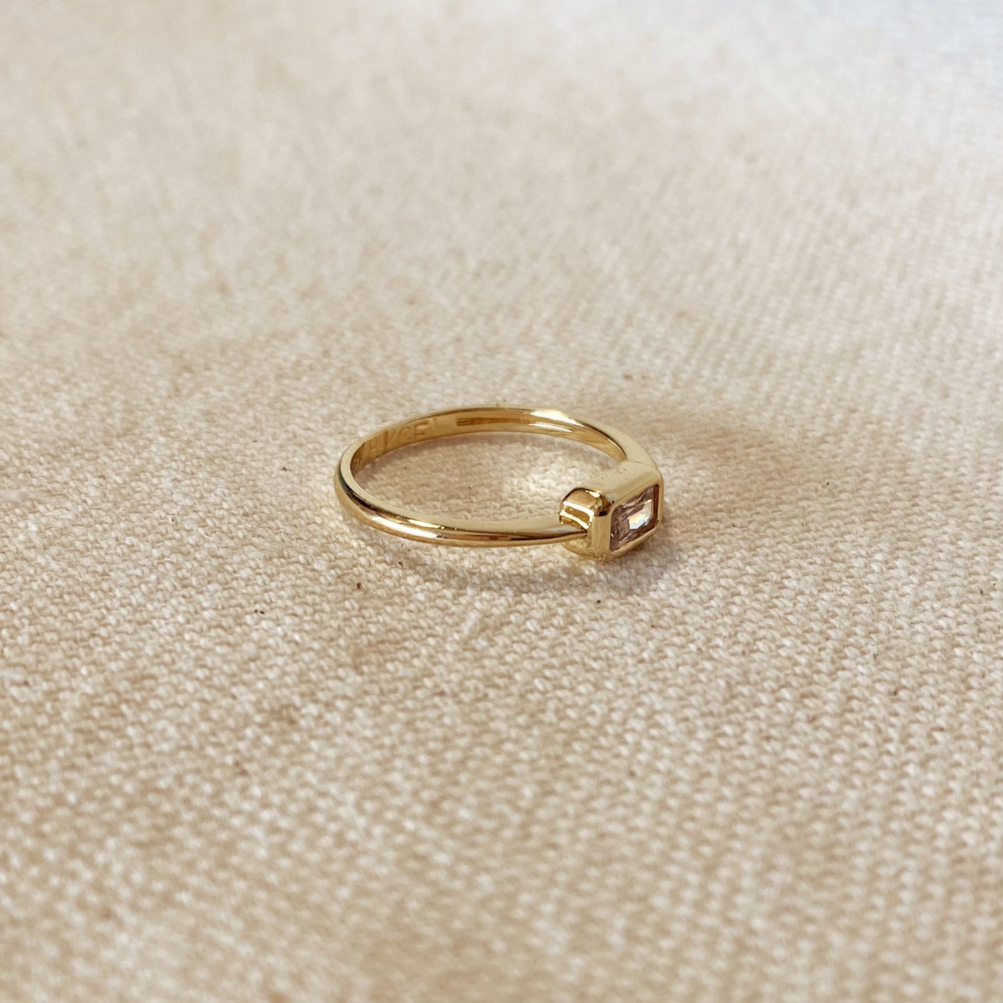 Dainty Rectangle Ring | Minimalist Solitaire CZ Ring | Delicate Stacking Ring | Gift for Her