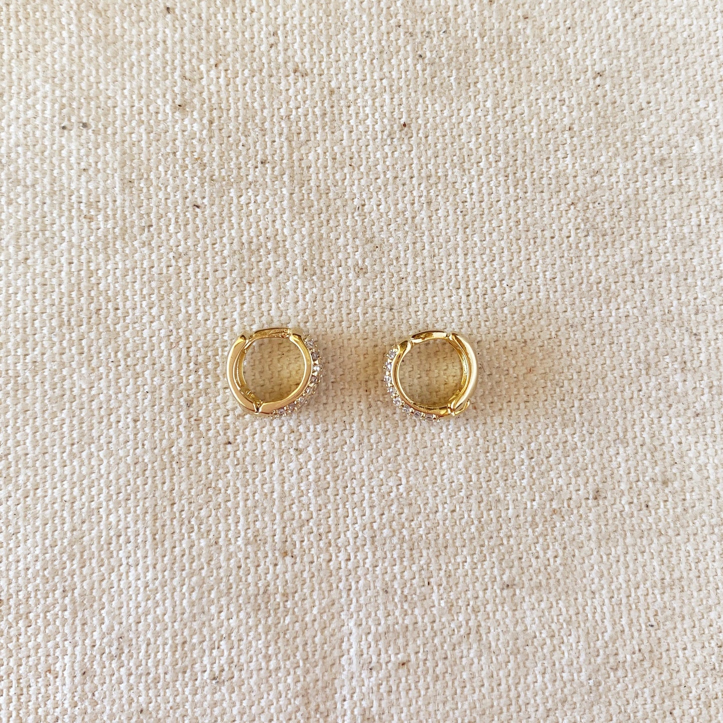 CZ Clicker Hoop Earrings for Women | 9.5mm Cubic Zirconia Huggie Hoops | Hypoallergenic Small Hoops