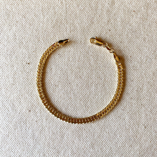 Curb Chain Bracelet for Women | 4mm Thick Cuban Link Bracelet | Luxury Everyday Jewelry