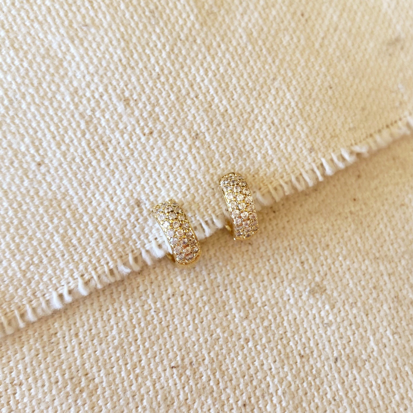 CZ Clicker Hoop Earrings for Women | 9.5mm Cubic Zirconia Huggie Hoops | Hypoallergenic Small Hoops