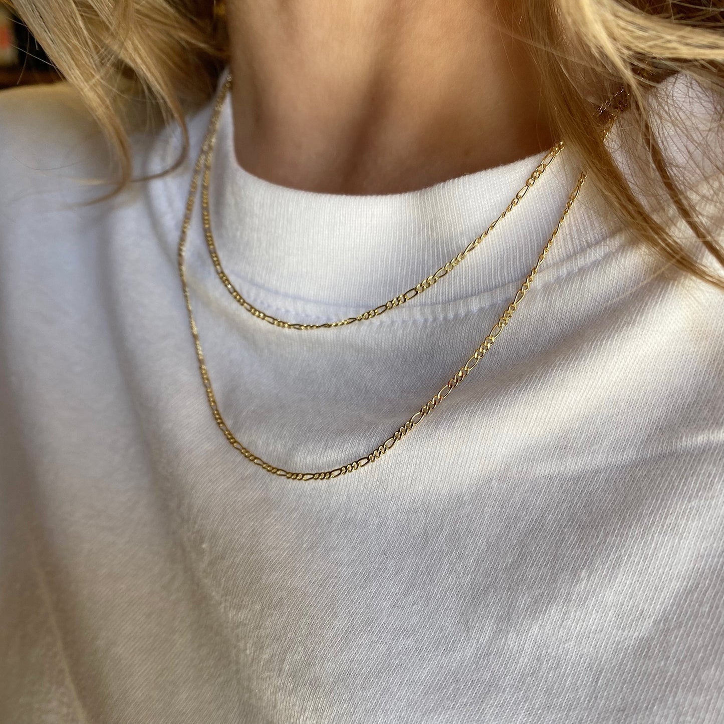 Delicate Figaro Chain Necklace - Thin 1.5mm Chain for Women