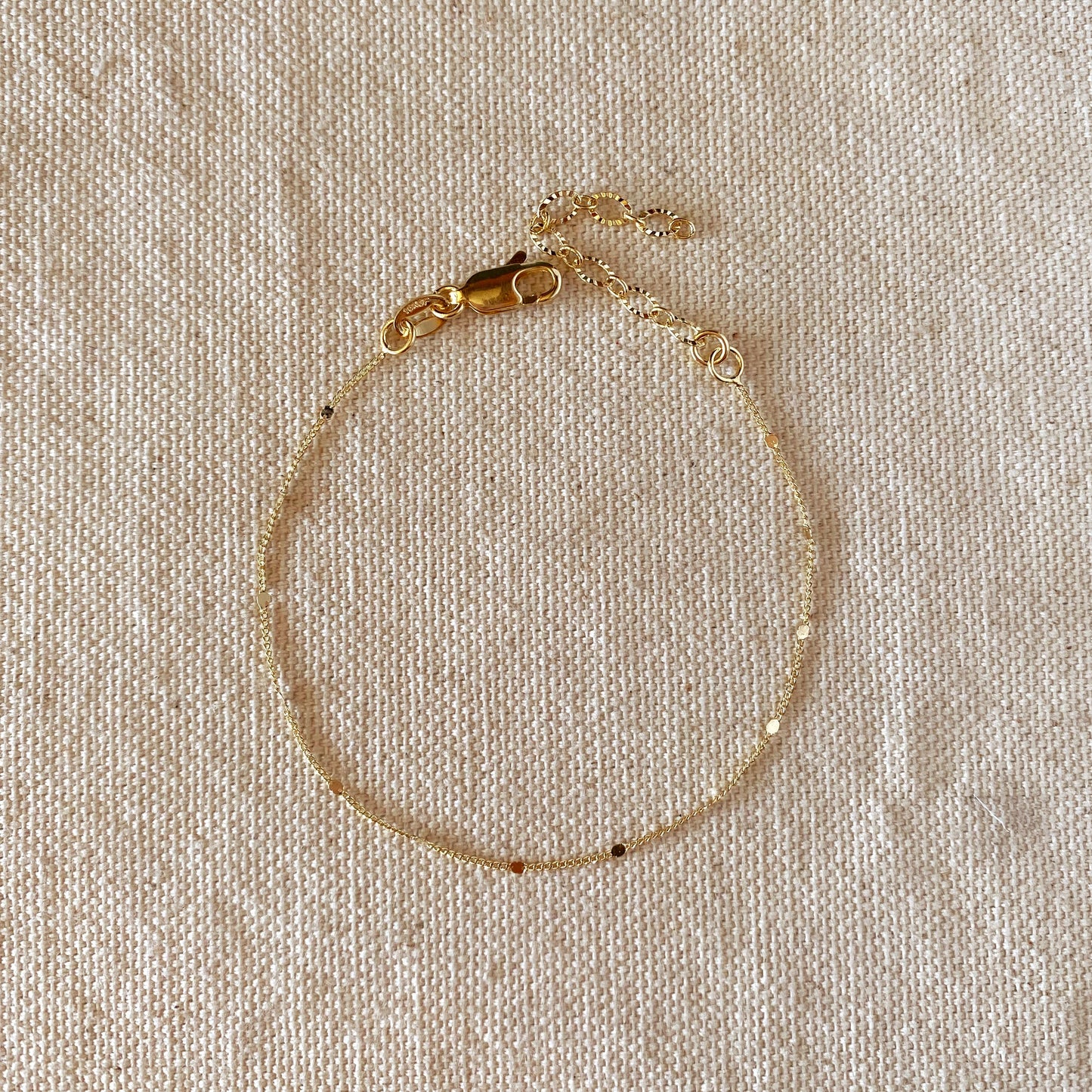 Dainty Curb Bracelet | 1mm Spaced Beaded Chain | Delicate Layering Bracelet | Minimalist Gold Bracelet