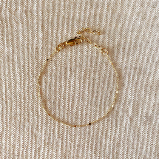 Dainty Curb Bracelet | 1mm Spaced Beaded Chain | Delicate Layering Bracelet | Minimalist Gold Bracelet