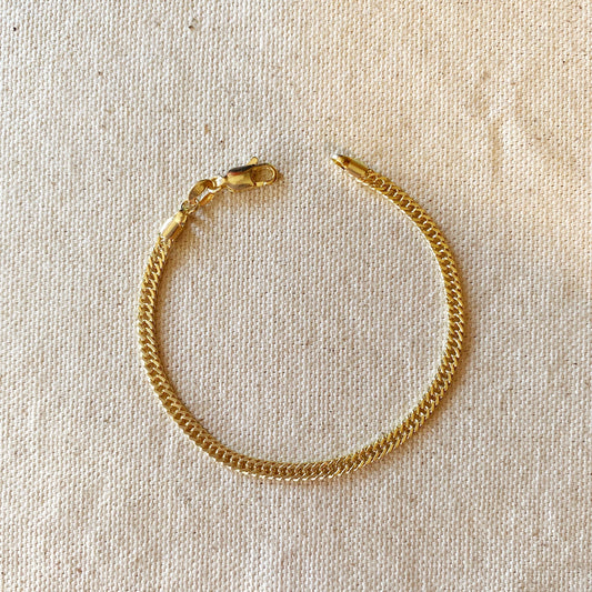 Curb Chain Bracelet - 4mm Wide Cuban Link Bracelet for Women | Hypoallergenic Gold Chain Bracelet 7 Inches