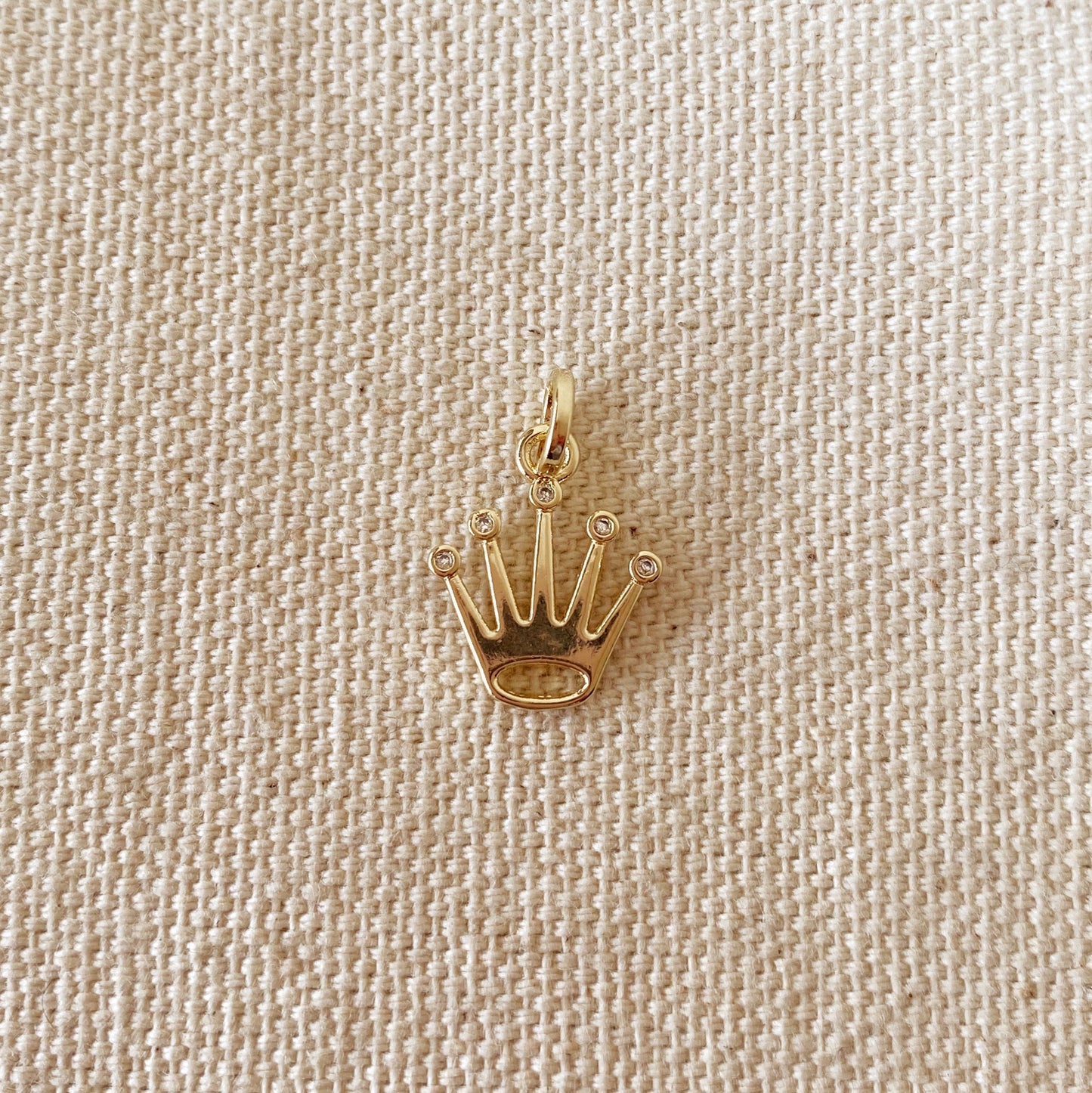 18k Gold Filled Crown Pendant With  5 Cubic Zirconia Stones