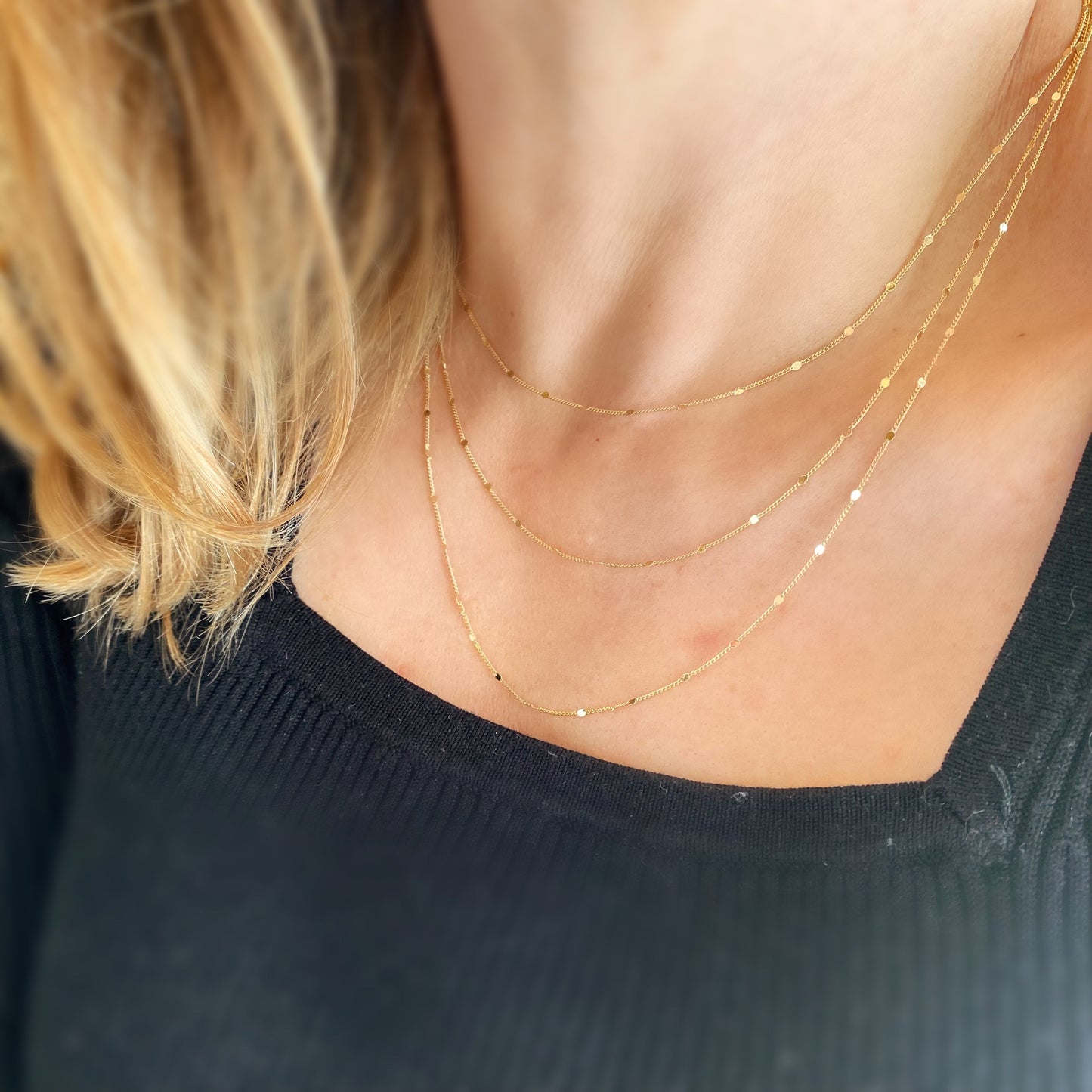 Delicate 18k Gold Filled Curb Chain Necklace - 1mm Dainty Layering Chain for Women