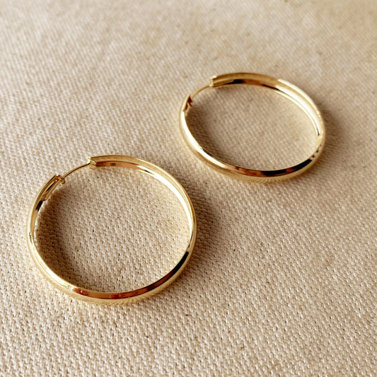 40mm Hollow Continuous Hoop Earrings for Women - Lightweight Statement Hoops, Hypoallergenic & Waterproof