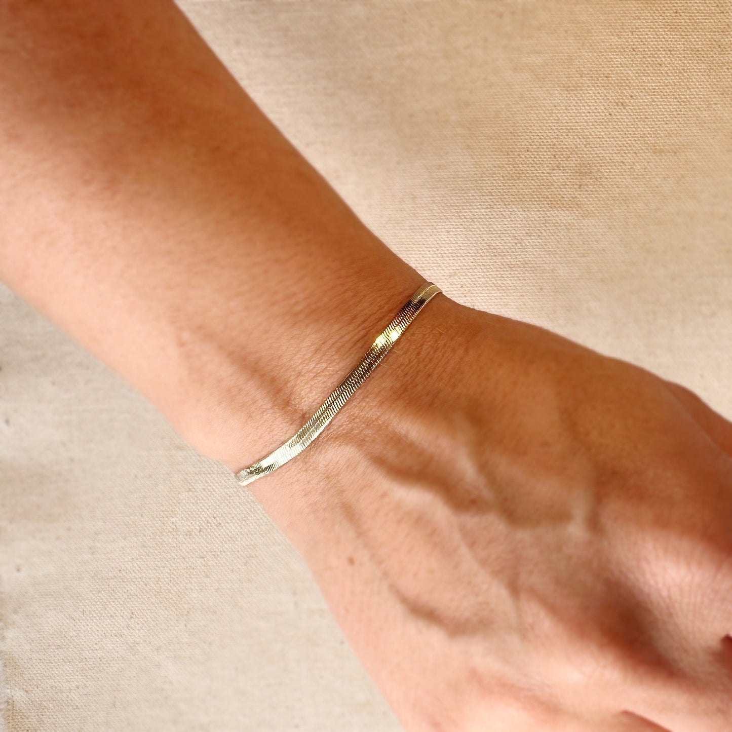 Herringbone Bracelet - 3mm Thick Chain Bracelet for Women | Waterproof Statement Jewelry