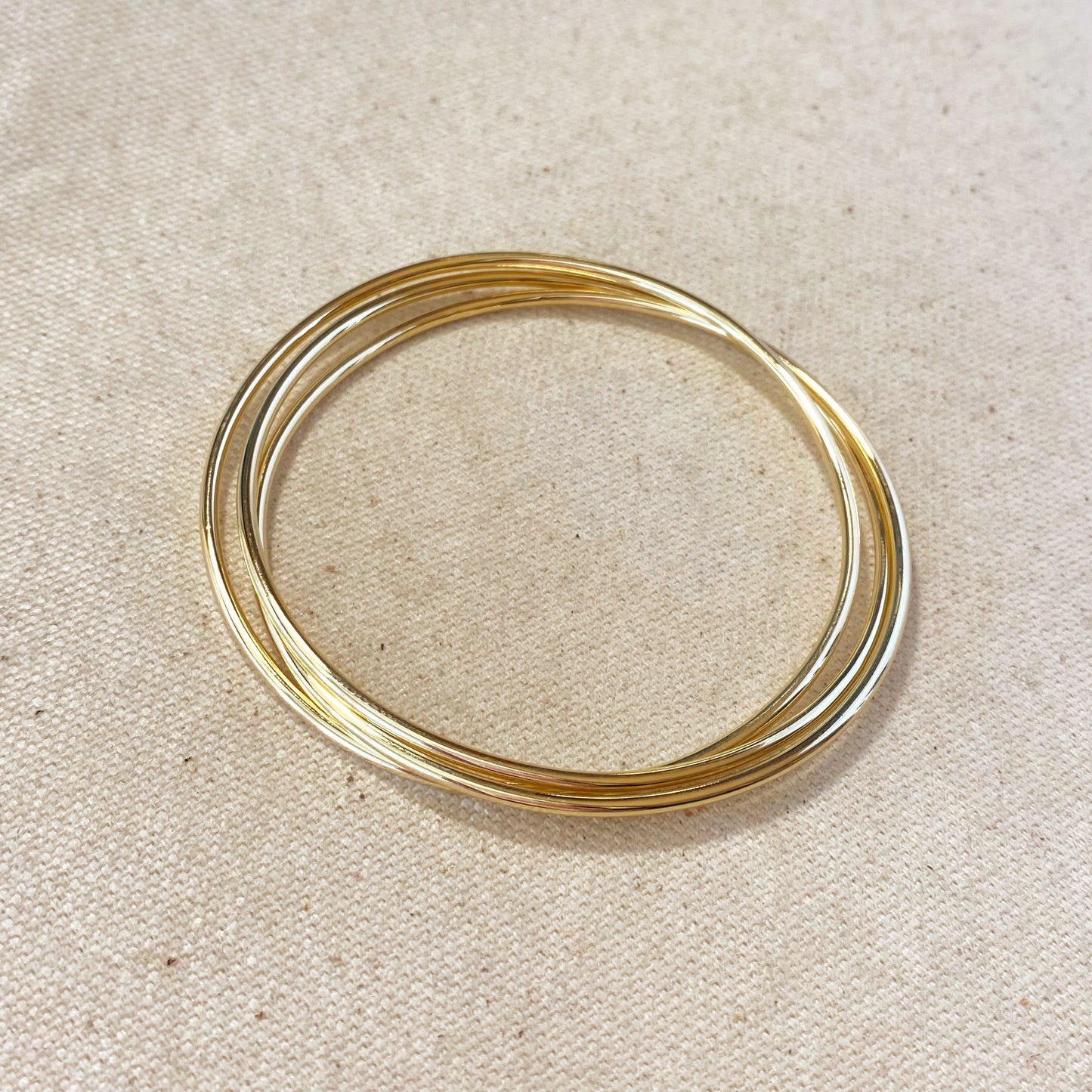 Triple Bangle Bracelet - Layered Stackable Gold Bracelets for Women