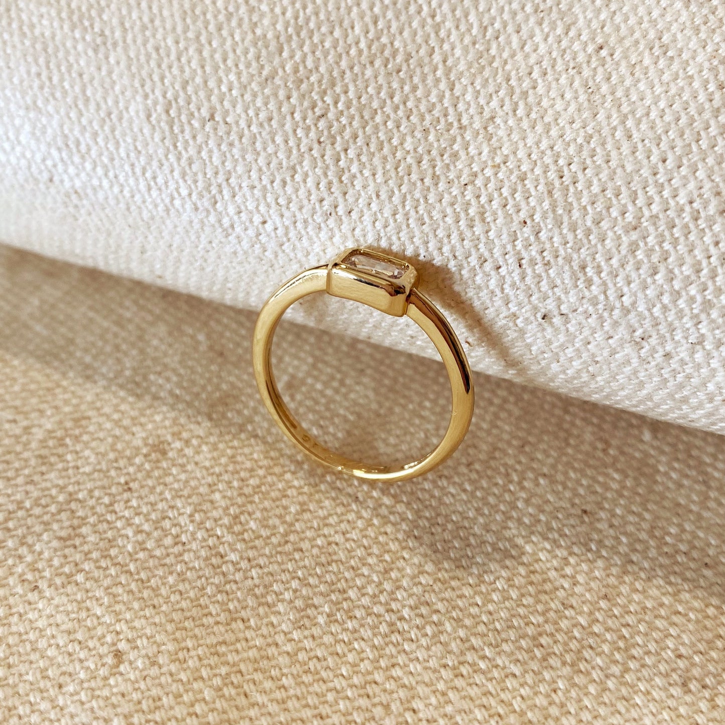 Dainty Rectangle Ring | Minimalist Solitaire CZ Ring | Delicate Stacking Ring | Gift for Her