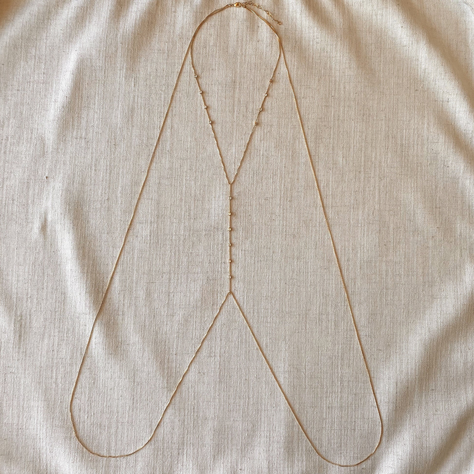 GoldFi 18k Gold Filled Body Chain With Cubic Zirconia Stones