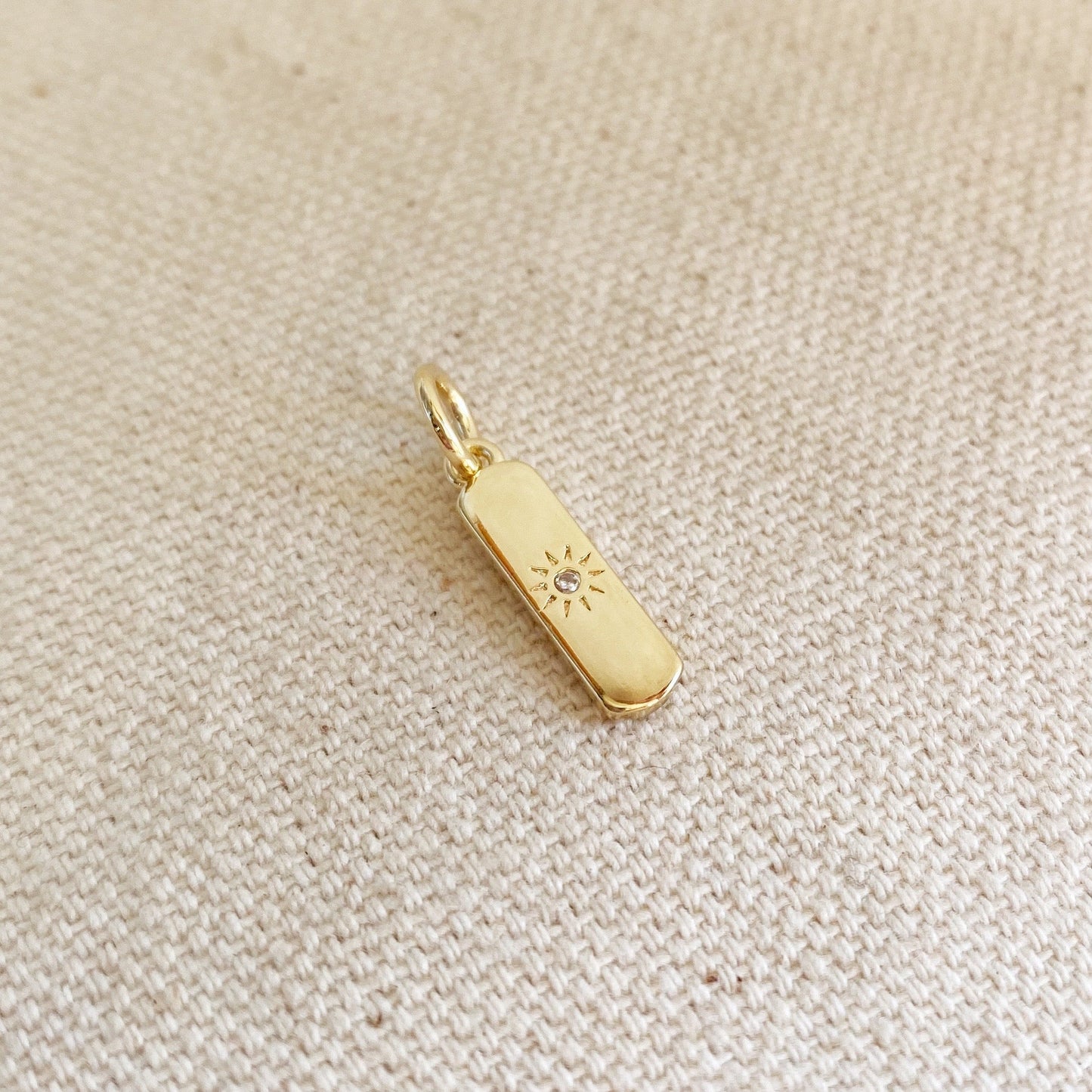 Sun Pendant Charm with CZ Stone - Delicate Layering Jewelry for Women