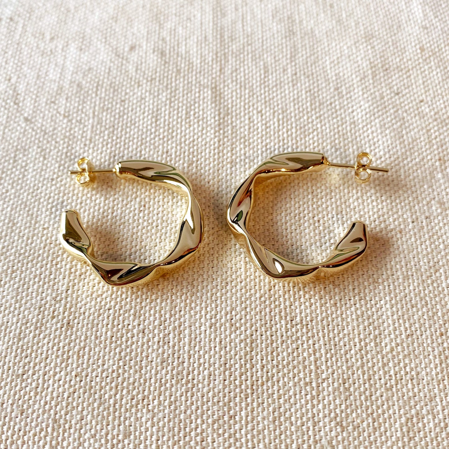 Textured Semi-Hoop Earrings - Twisted Crimped Design for Women