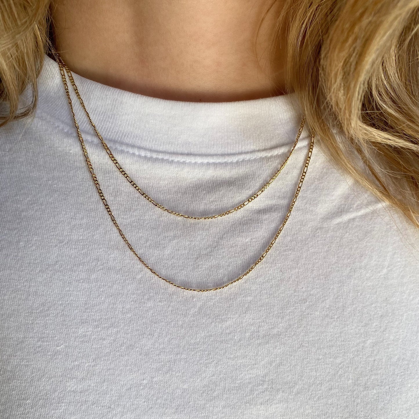 Delicate Figaro Chain Necklace - Thin 1.5mm Chain for Women
