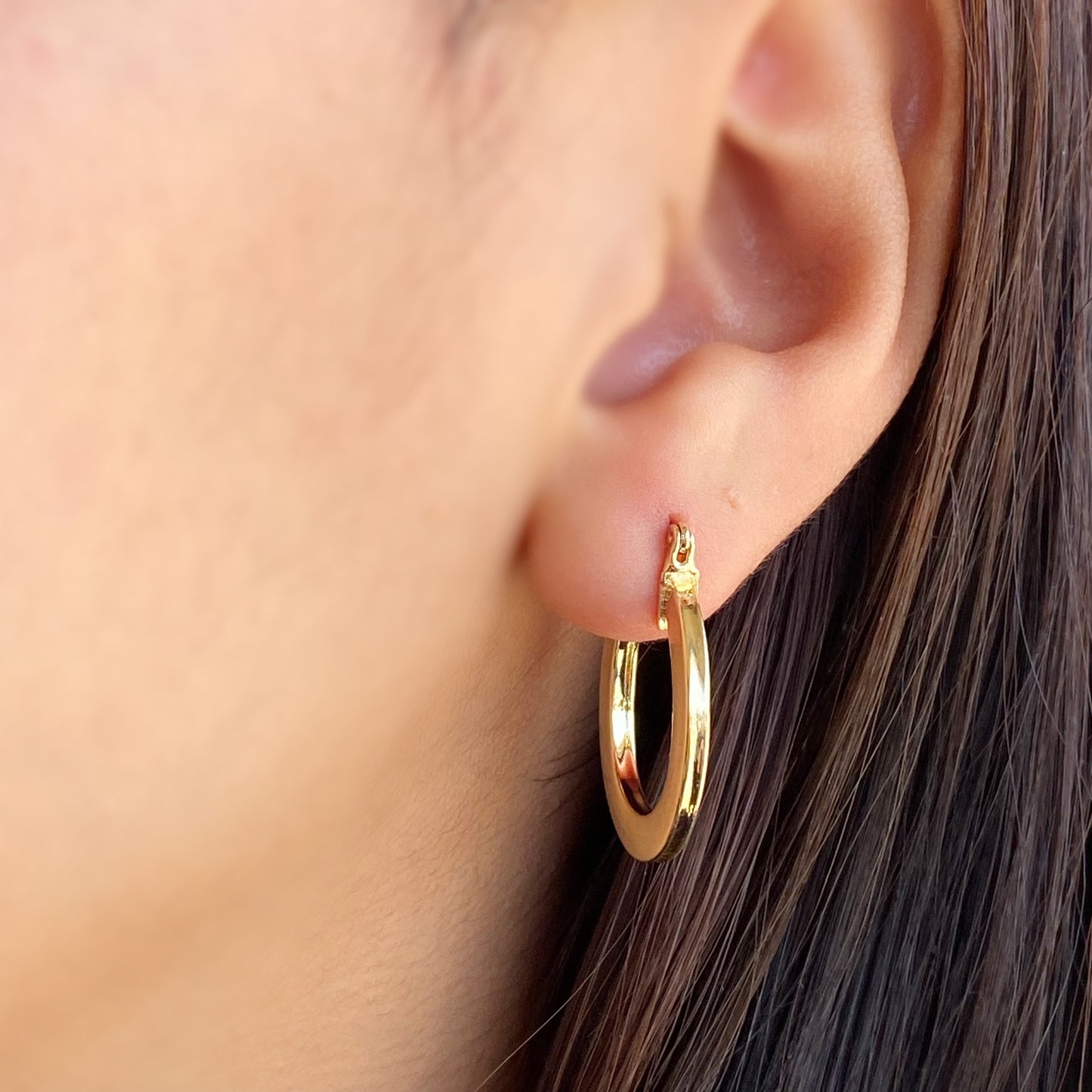 Flat Hoop Earrings - 25mm Modern Sleek Hoops for Women