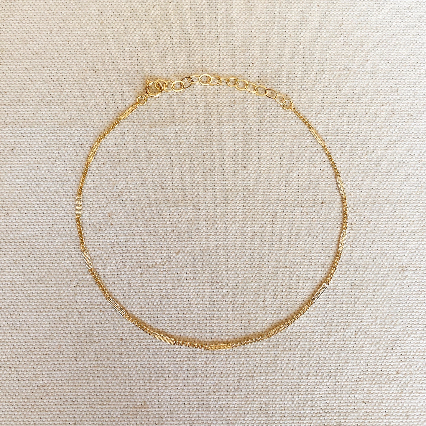 GoldFi 18k Gold Filled Pressed Detail Chain Anklet