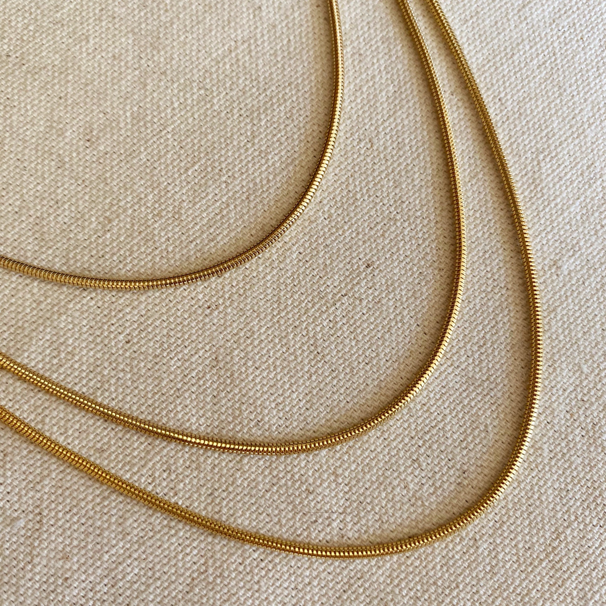 18K Gold Filled 1.9mm  Rounded Snake Chain