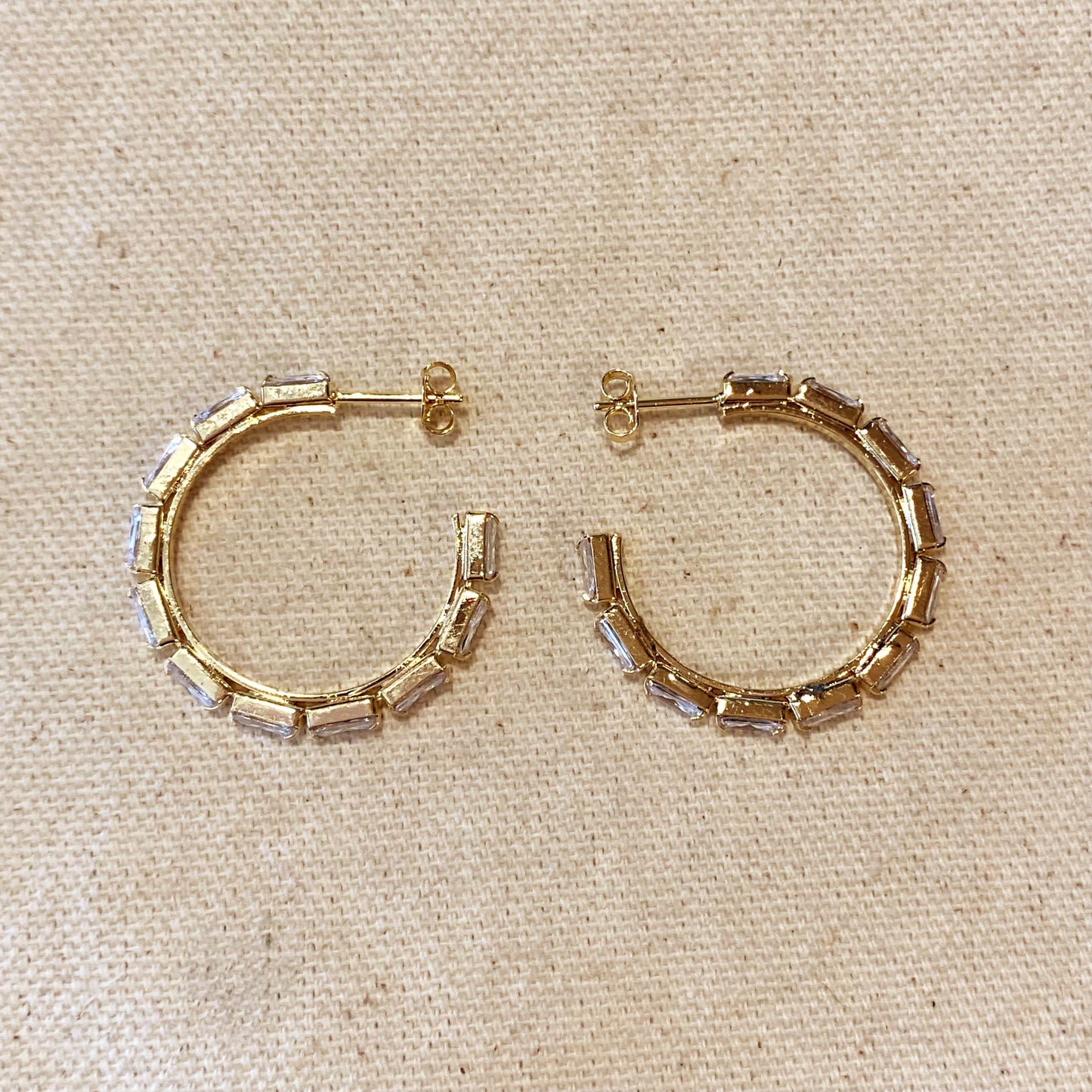 Baguette CZ Hoop Earrings - Luxury Statement Hoops for Women