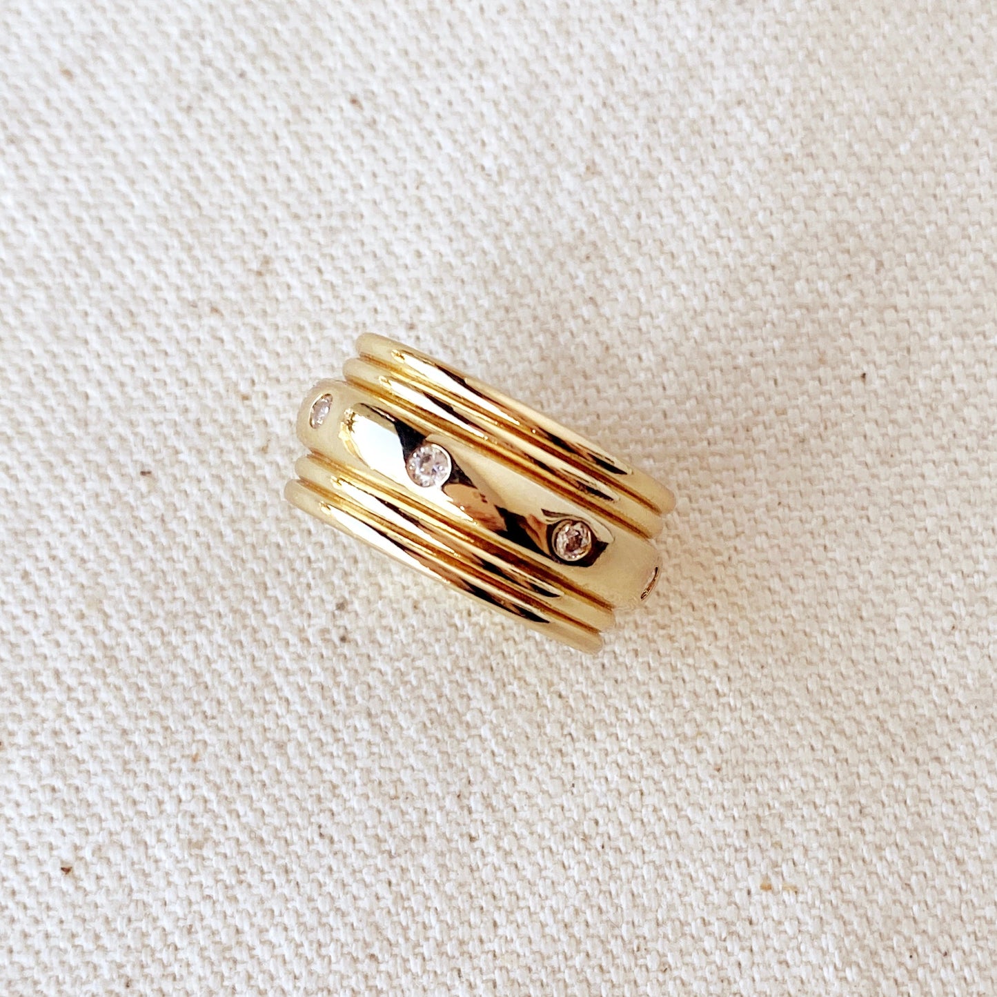 Fancy Wide Band Ring - Cubic Zirconia Statement Ring - Waterproof Women's Ring