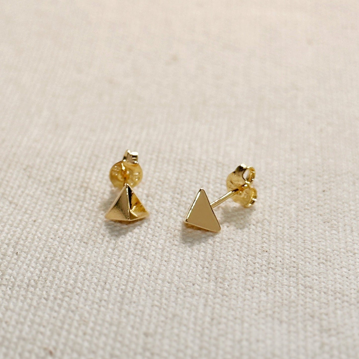 Mini Triangle Stackable Earrings for Women - Faceted Geometric Studs