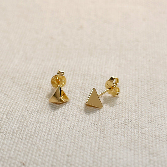 Mini Triangle Stackable Earrings for Women - Faceted Geometric Studs