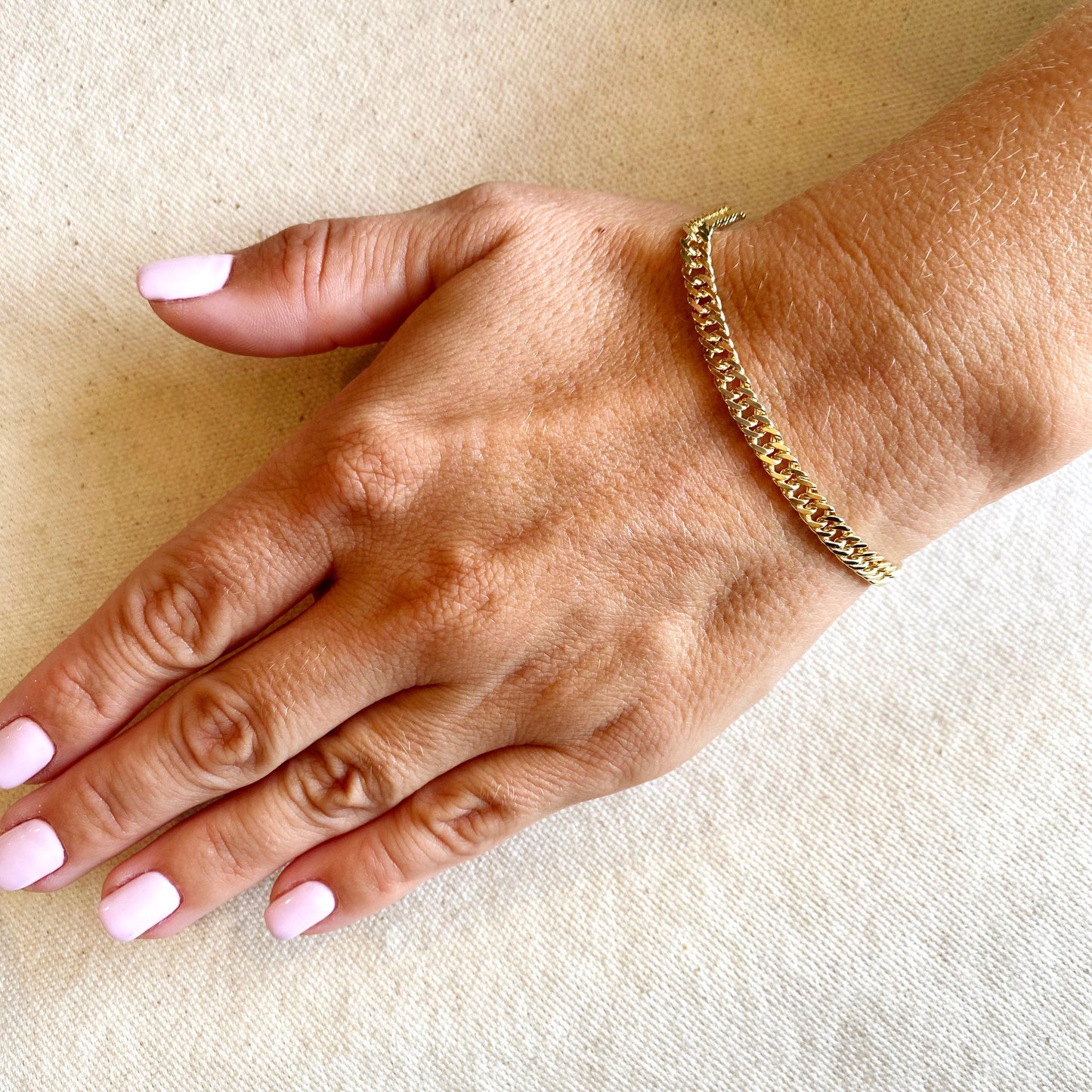 Curb Chain Bracelet for Women | 4mm Thick Cuban Link Bracelet | Luxury Everyday Jewelry