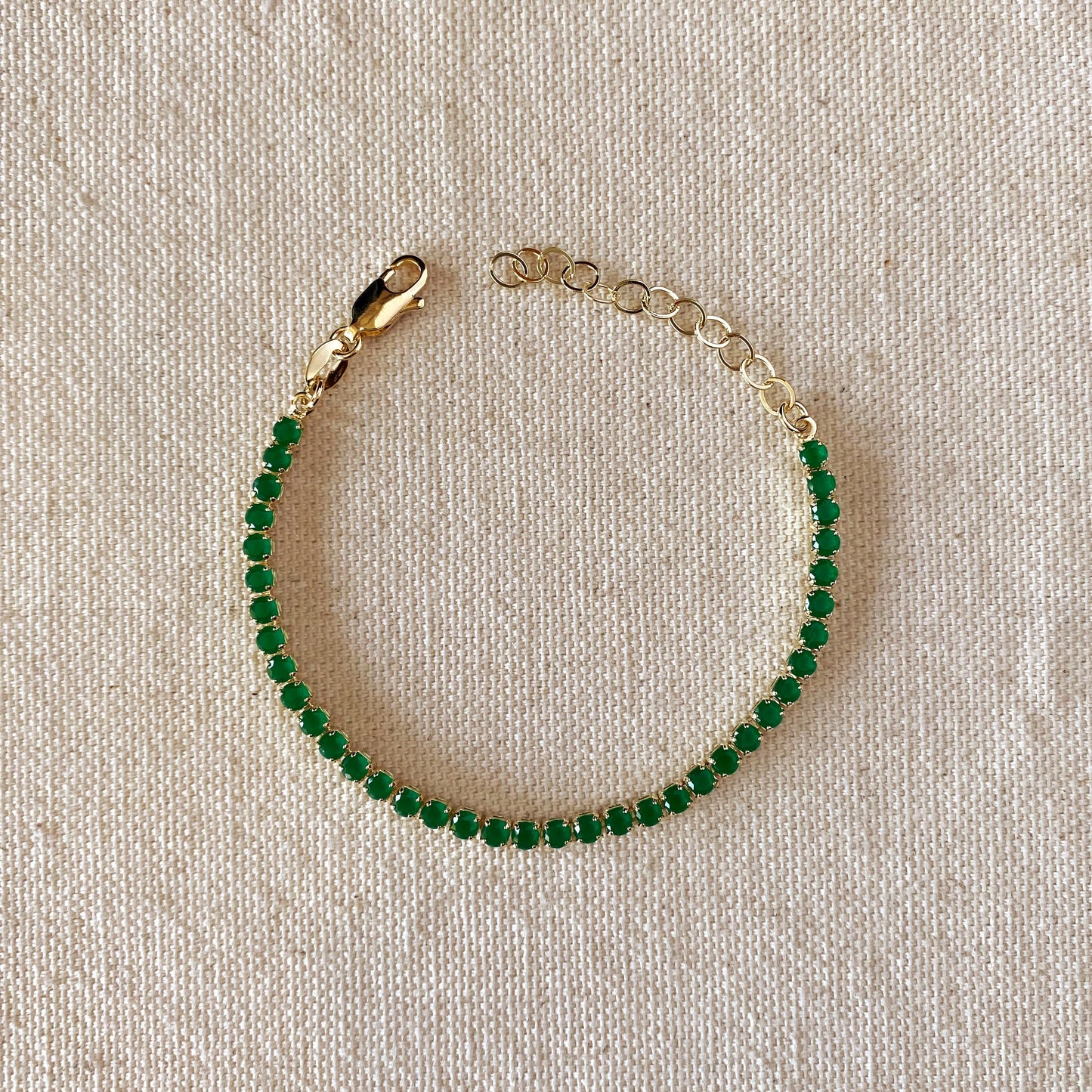 Emerald Green Tennis Bracelet | CZ Bracelet | 3mm Green Stone Bracelet | Colorful Tennis Bracelet
