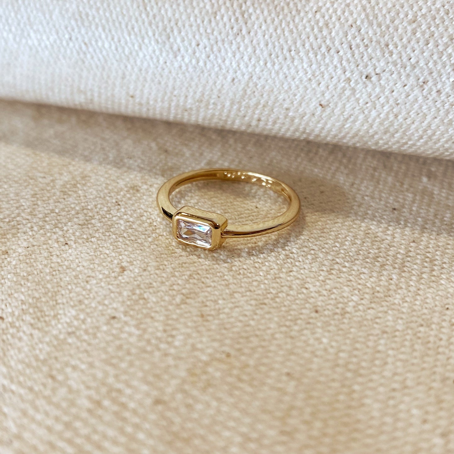 Dainty Rectangle Ring | Minimalist Solitaire CZ Ring | Delicate Stacking Ring | Gift for Her