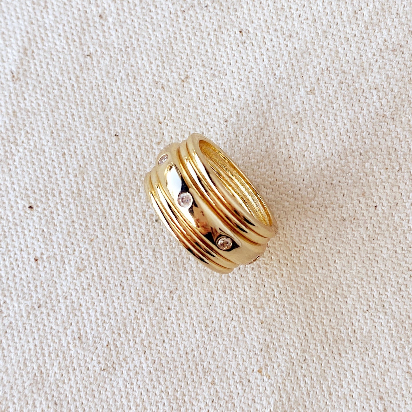 Fancy Wide Band Ring - Cubic Zirconia Statement Ring - Waterproof Women's Ring