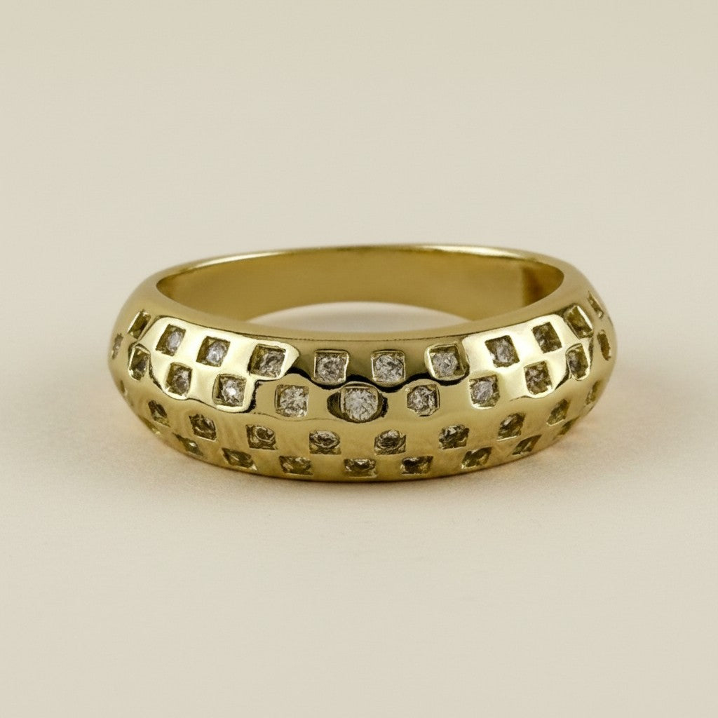 18k Gold Filled Domed Pavé CZ Ring | Bold Sparkle Statement