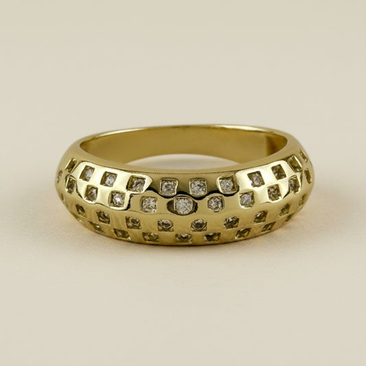 18k Gold Filled Domed Pavé CZ Ring | Bold Sparkle Statement