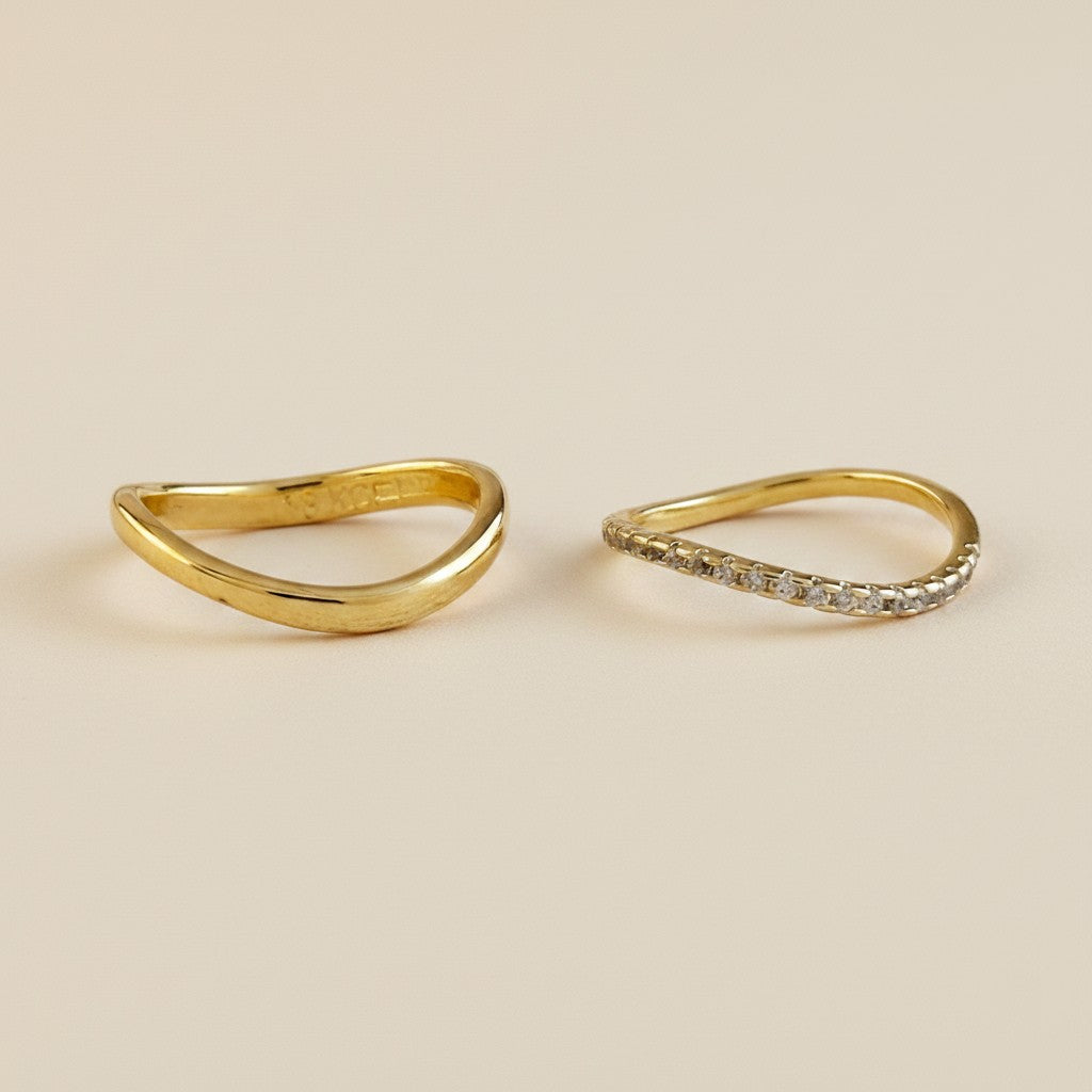 18k Gold Filled Stackable Wave Ring | Elegant & Versatile